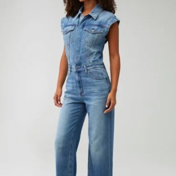 pistola Denim - pistola Light Blue Denim Wide-Leg Jumpsuit